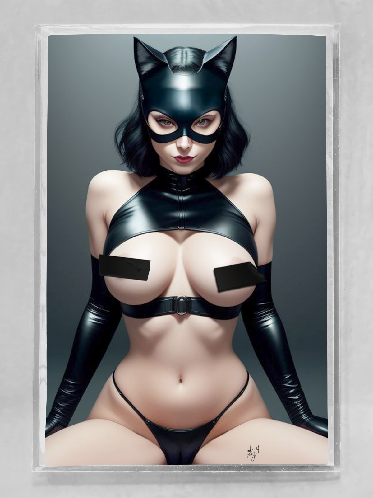 Naughty Catwoman Naughty Cosplay comic cover featuring a provocative and daring depiction of the character by artist INKsanity. Limited-edition collectible with Mylar bag and numbered Certificate of Authenticity.